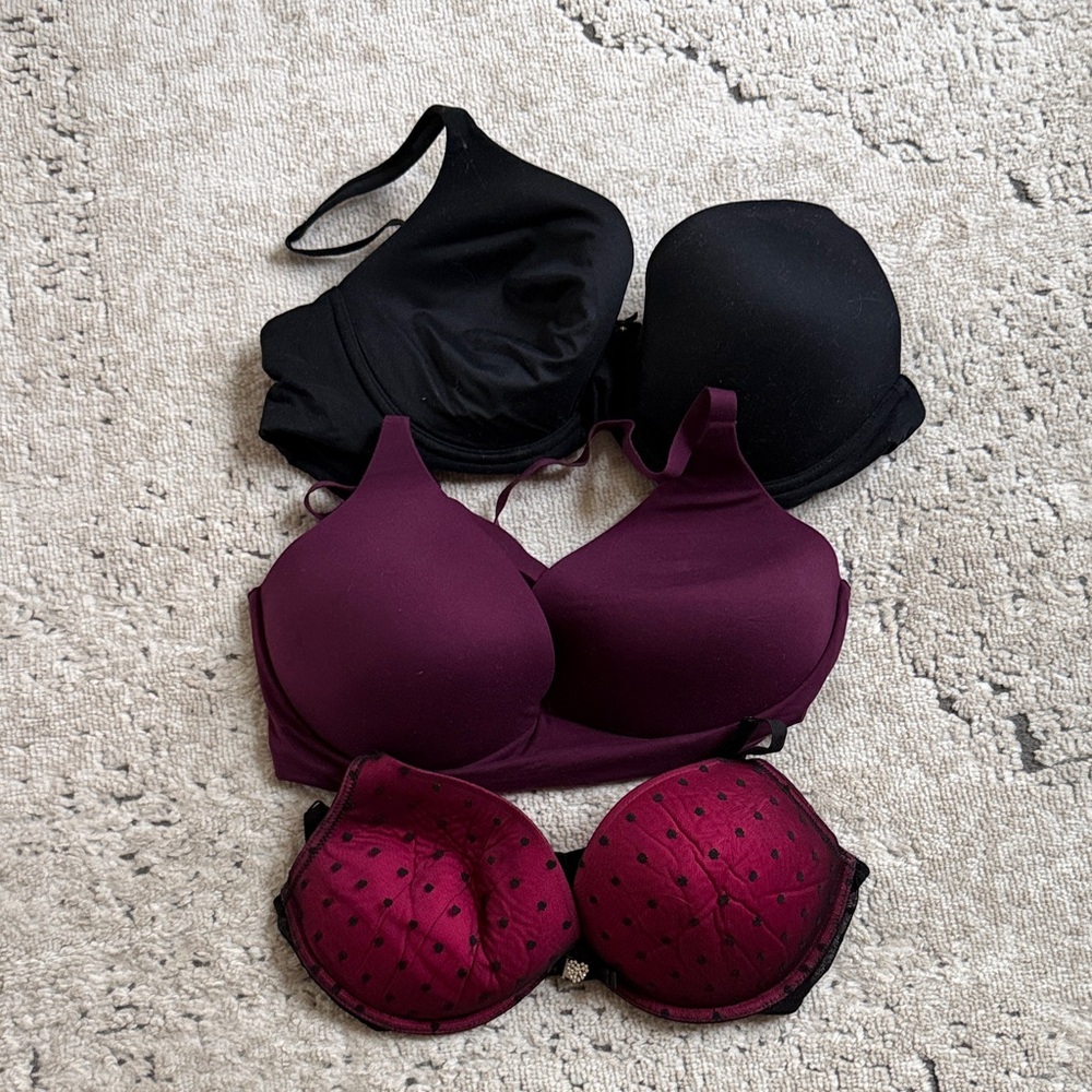 Victoria's Secret Bras — Black, Plum & Burgundy